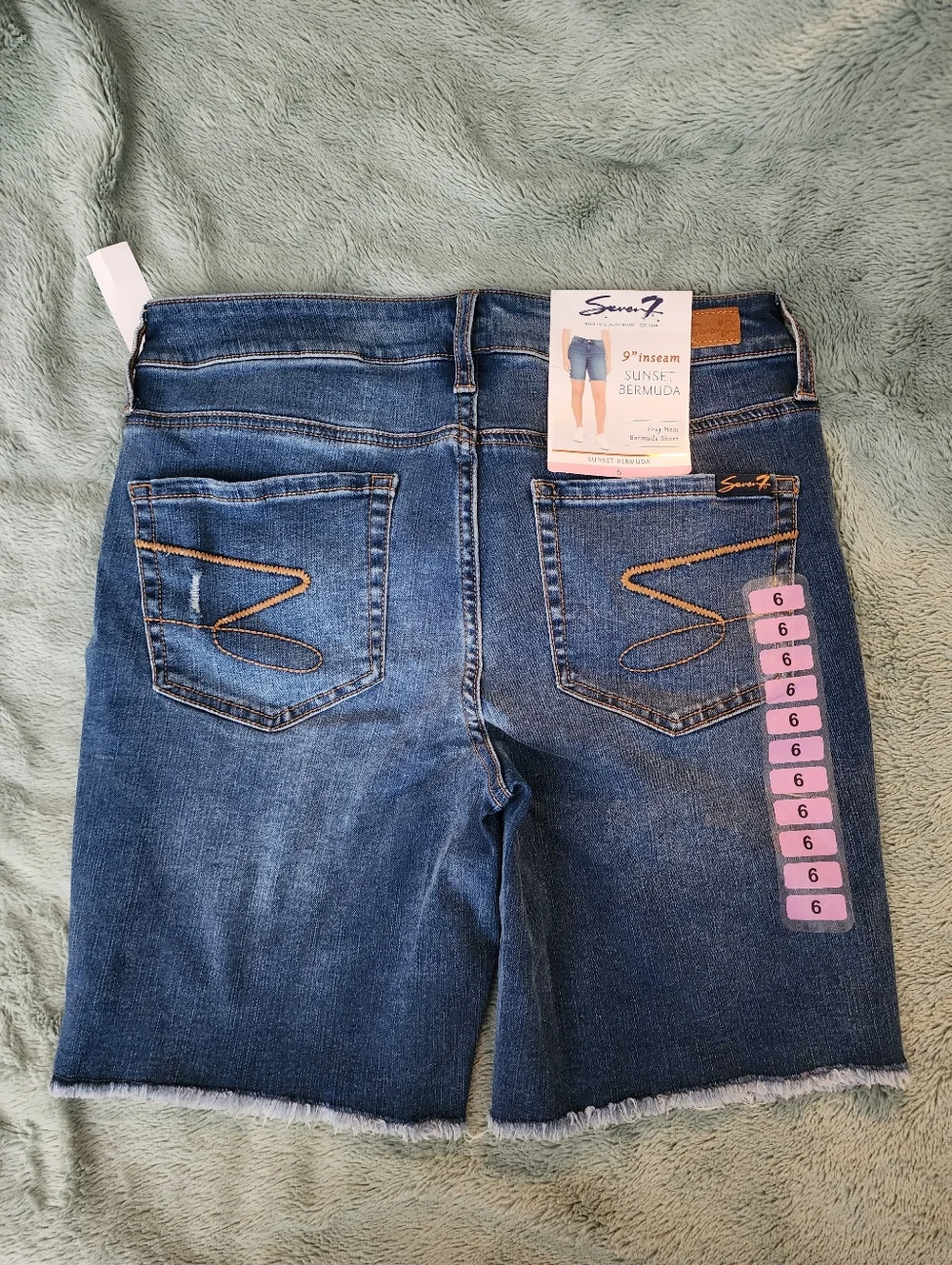 Seven7 Fray Hem Denim Stretch Bermuda Jean Shorts 9